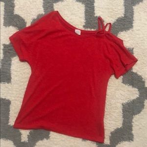 Kaileigh off the should cross strap shirt size M